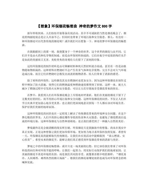 【想象】环保烟花畅想曲 神奇的梦作文800字