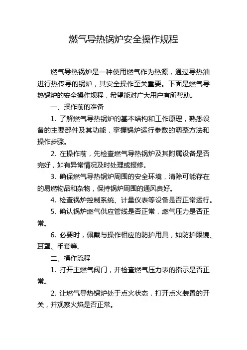 燃气导热锅炉安全操作规程