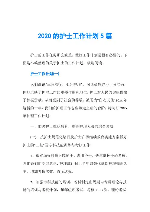 2020的护士工作计划5篇