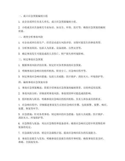 编制事故应急预案步骤
