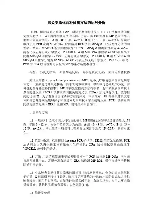 肺炎支原体两种检测方法的比对分析