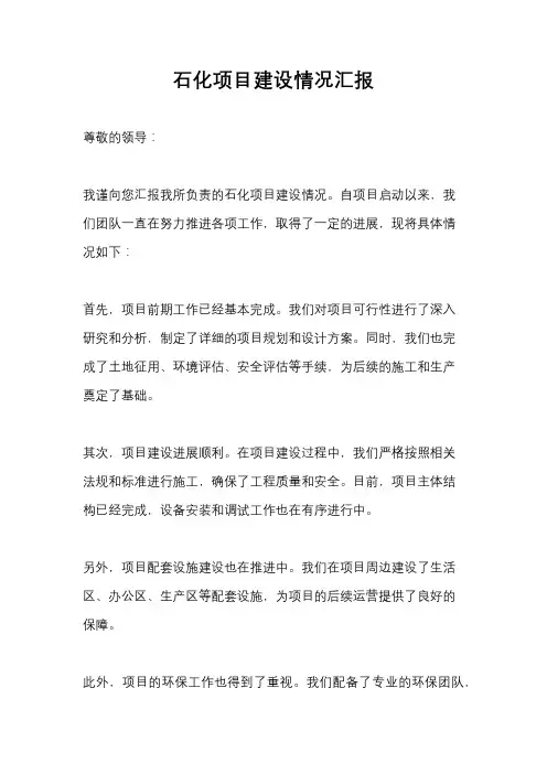 石化项目建设情况汇报