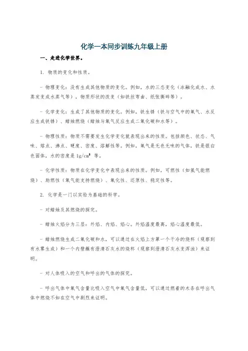 化学一本同步训练九年级上册