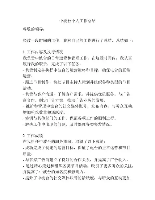中波台个人工作总结