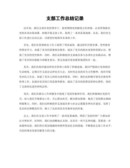 支部工作总结记录