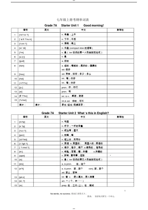 人教版英语2017年初中中考考纲单词表(整合版)