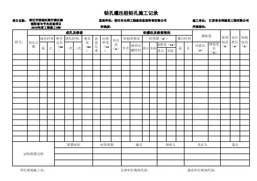钻孔灌注桩钻孔施工记录