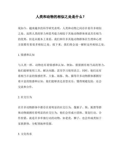 人类和动物的相似之处是什么？