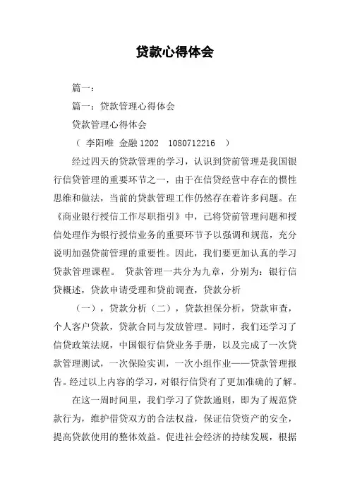 贷款心得体会