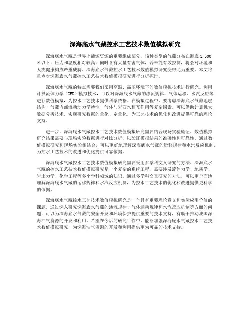 深海底水气藏控水工艺技术数值模拟研究