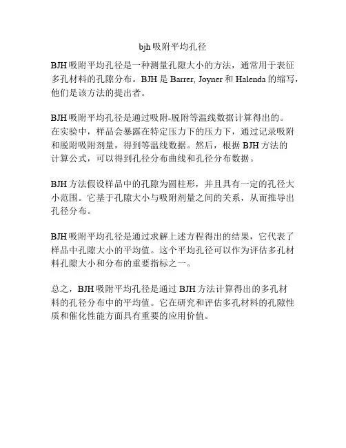 bjh吸附平均孔径