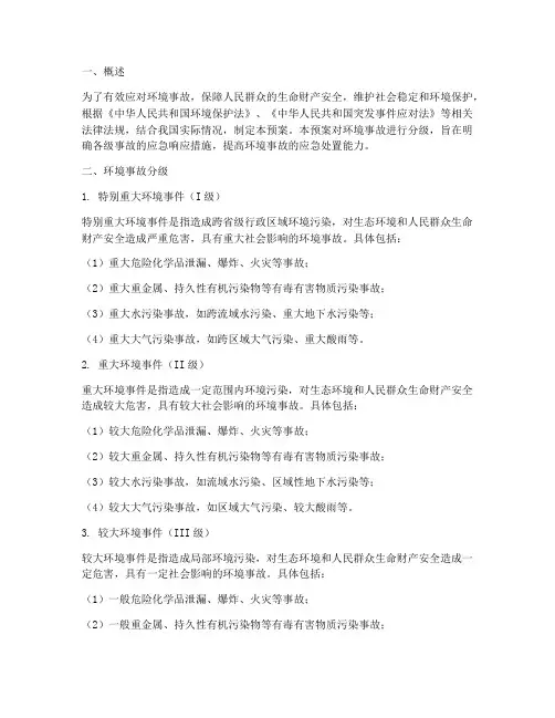 环境事故应急预案分级