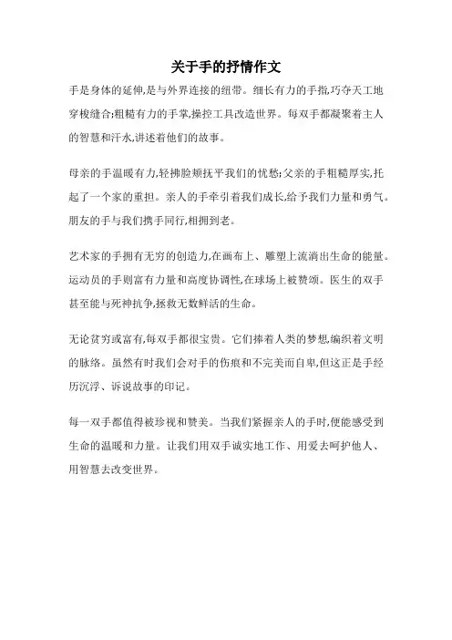 关于手的抒情作文