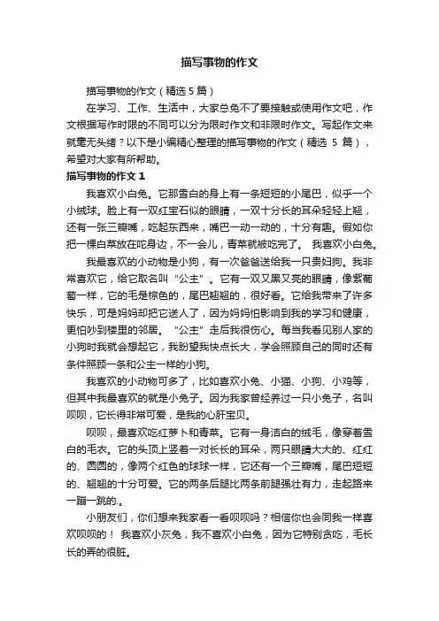 描写事物的作文（精选5篇）