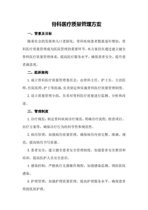 骨科医疗质量管理方案