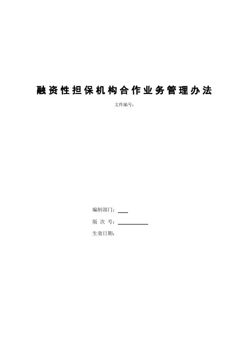 银行融资性担保公司合作业务管理办法模版