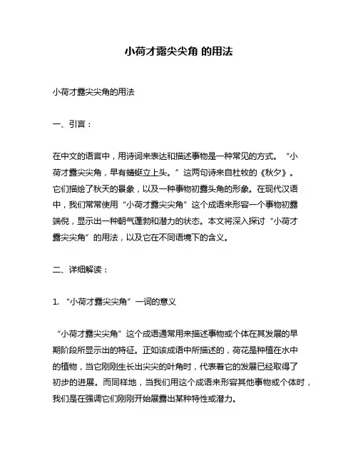 小荷才露尖尖角 的用法