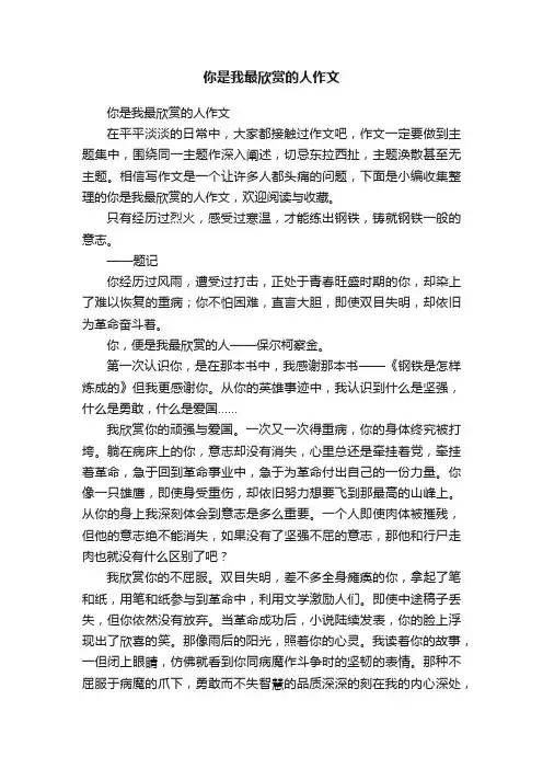 你是我最欣赏的人作文