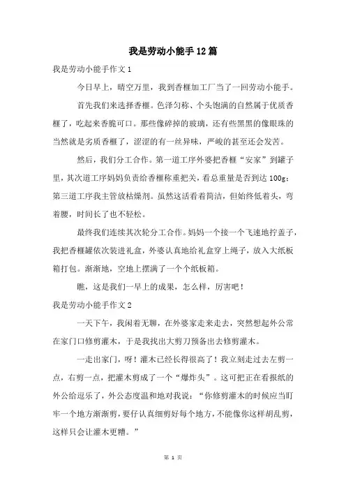 我是劳动小能手12篇