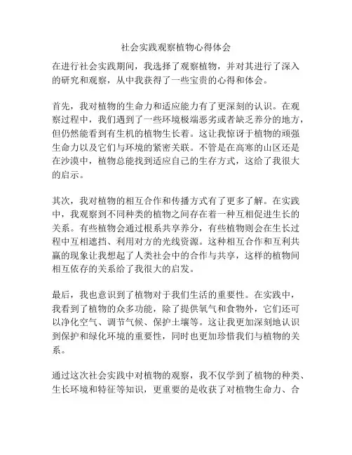 社会实践观察植物心得体会