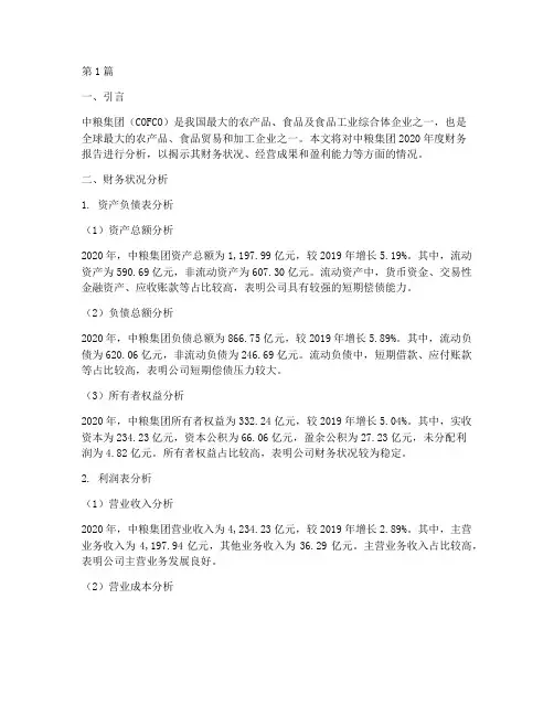 中粮集团财务报告分析(3篇)