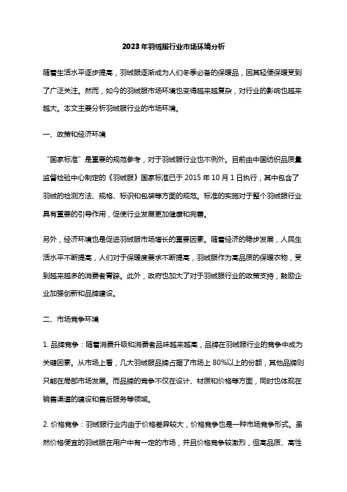 2023年羽绒服行业市场环境分析
