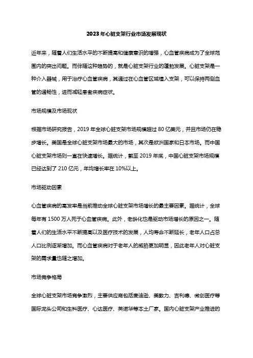 2023年心脏支架行业市场发展现状