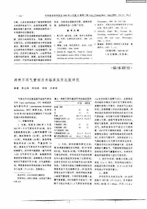 两种不同气管切开术临床应用比较研究