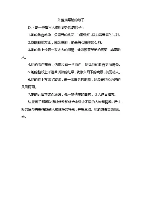 外貌描写脸的句子