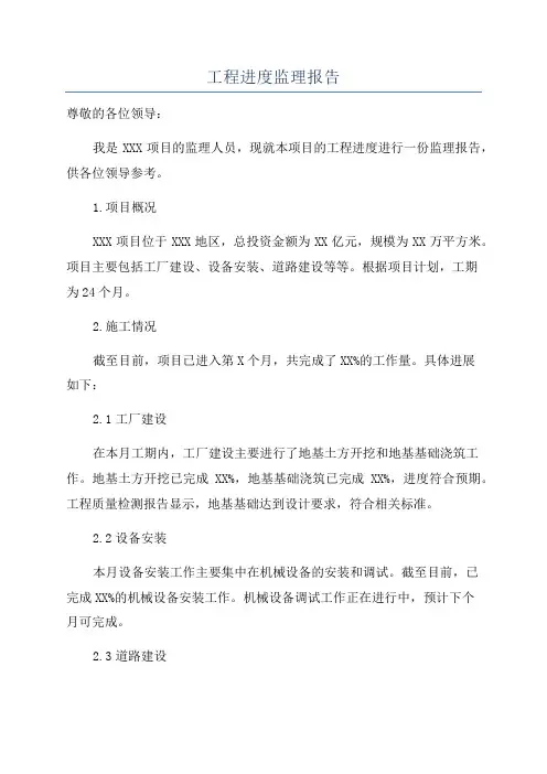 工程进度监理报告