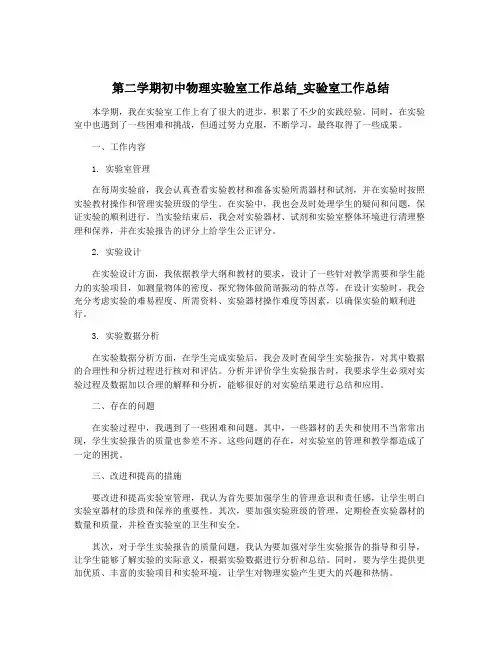 第二学期初中物理实验室工作总结_实验室工作总结
