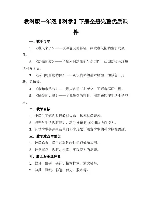 教科版一年级【科学】下册全册完整优质课件