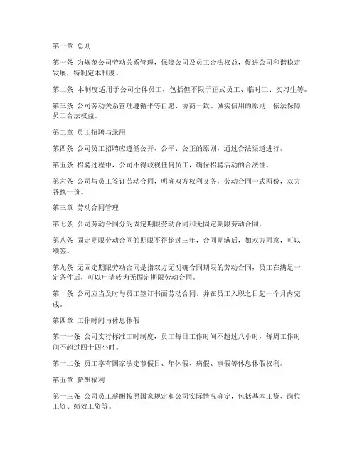 房产公司劳动关系管理制度