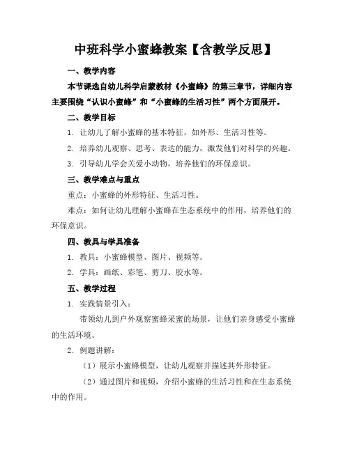 中班科学小蜜蜂教案【含教学反思】