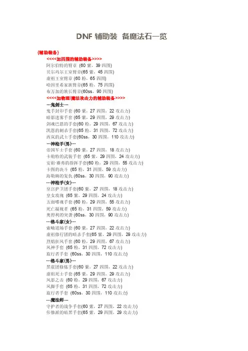 DNF辅助装备魔法石一览（2）