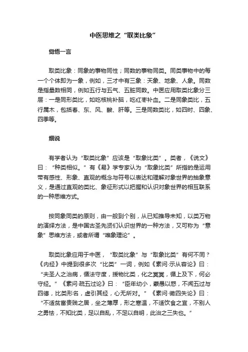 中医思维之“取类比象”