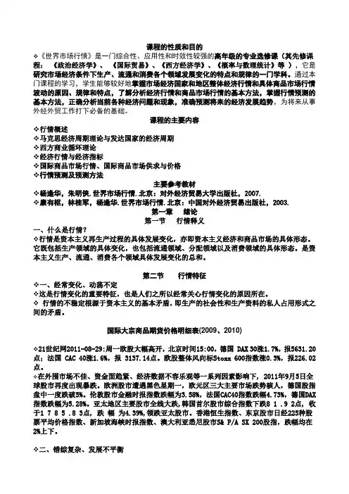 世界市场行情分析
