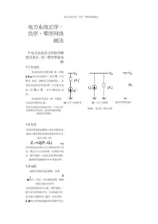 电力系统正序、负序、零序网络画法