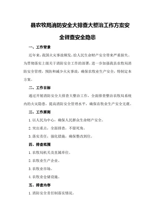 县农牧局消防安全大排查大整治工作方案安全督查安全隐患