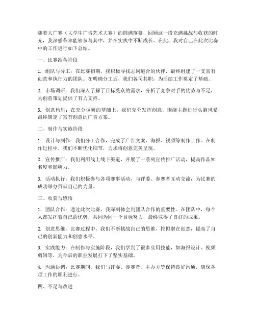 大广赛个人工作总结