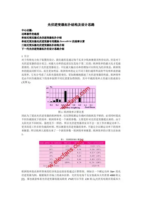 光伏逆变器拓扑结构及设计思路