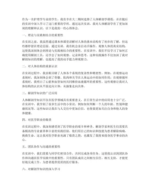 人体解剖学实训报告心得