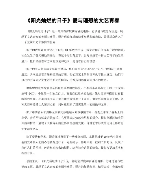 《阳光灿烂的日子》爱与理想的文艺青春