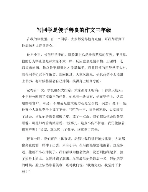 写同学是傻子善良的作文三年级