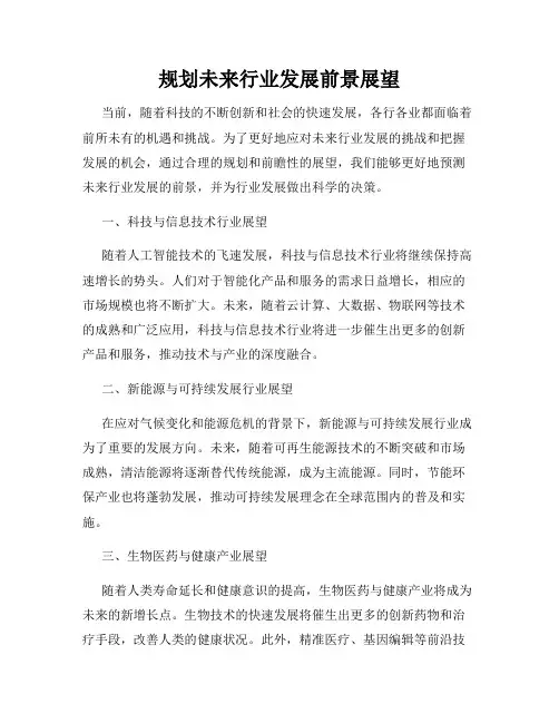 规划未来行业发展前景展望