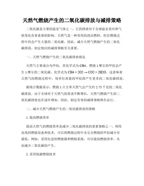 天然气燃烧产生的二氧化碳排放与减排策略