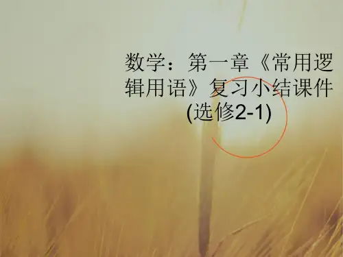 最新-高中数学 第一章《常用逻辑用语》复习小结课件 新人教B版选修2-1 精品 