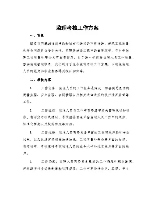 监理考核工作方案