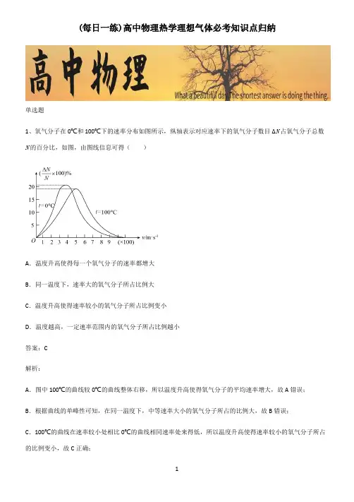 高中物理热学理想气体必考知识点归纳