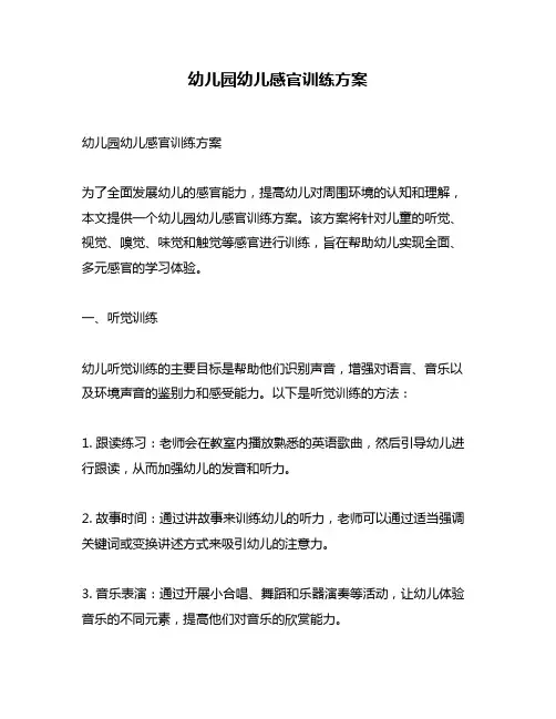 幼儿园幼儿感官训练方案